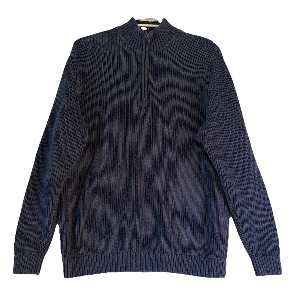 Duluth Trading Co Sweater Men's Size XL Navy Heavy Duty‎ Cotton 1/4 Zip Knit